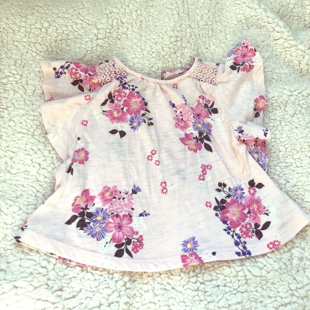 Pink flutter sleeve top